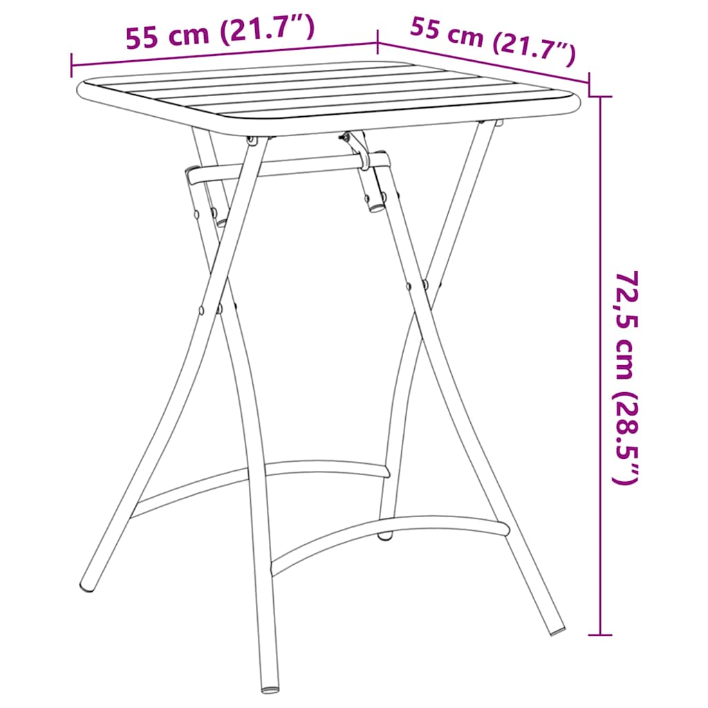 Bistrobord Hvid 55 x 55 x 72,5 cm Pulverlakeret stål