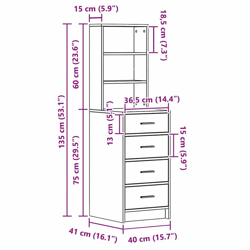 Highboard artisan eg 40 x 41 x 135 cm Konstrueret træ