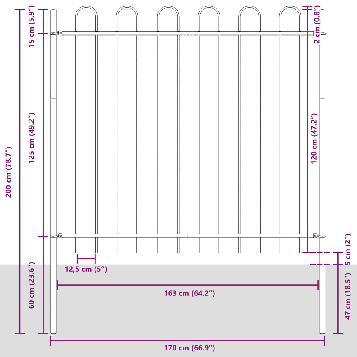 Havehegn BOXTEL 3 stk. 5,1 x 0,8 m Pulverlakeret stål Hvid