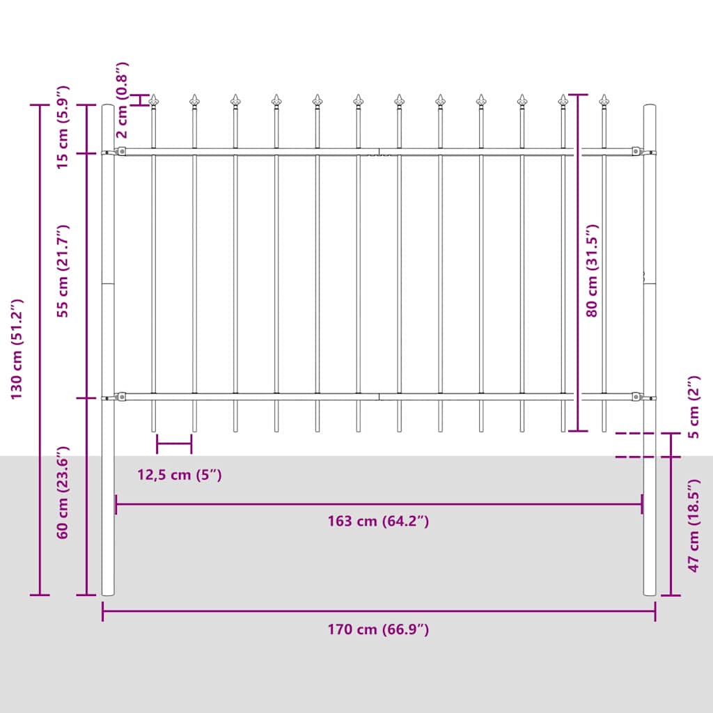 Havehegn WOERDEN 8 stk. 13,6 x 0,8 m Pulverlakeret stål Hvid