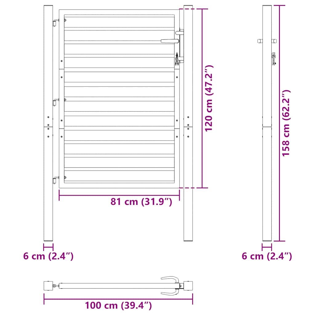 havelåge låsbar 100x120 cm aluminium sort