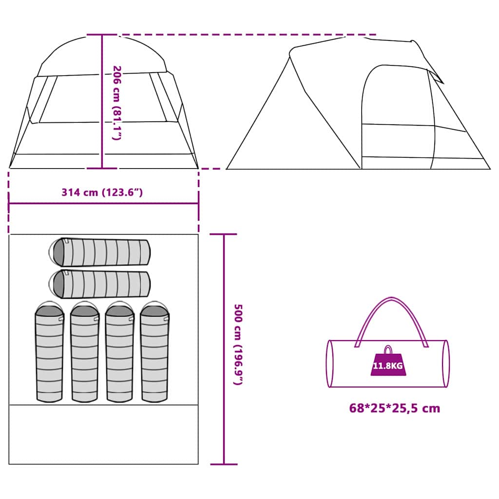 Dombet 6-personer med tag med opbevaring Blå 500 x 314 x 206 cm