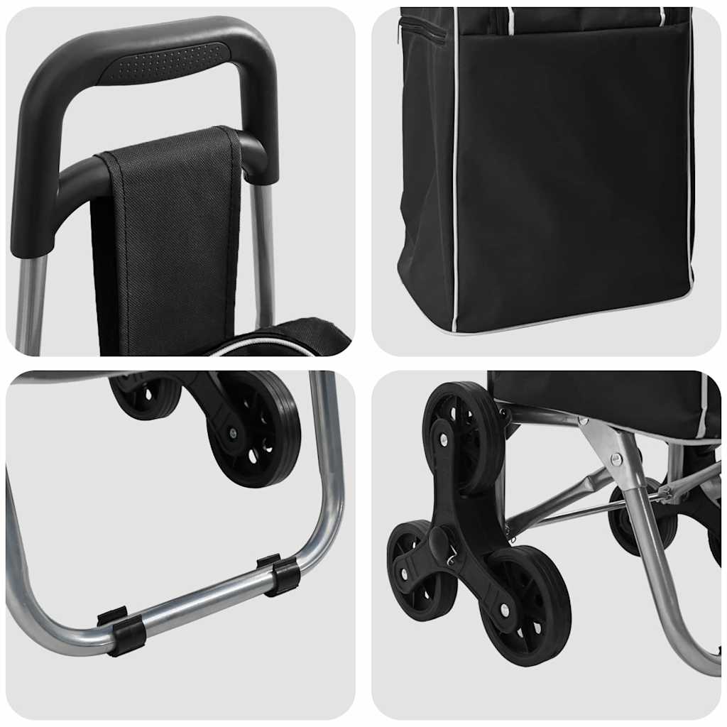 Indkøbsvogn Sort 39,5 x 33 x 93 cm Oxford stof