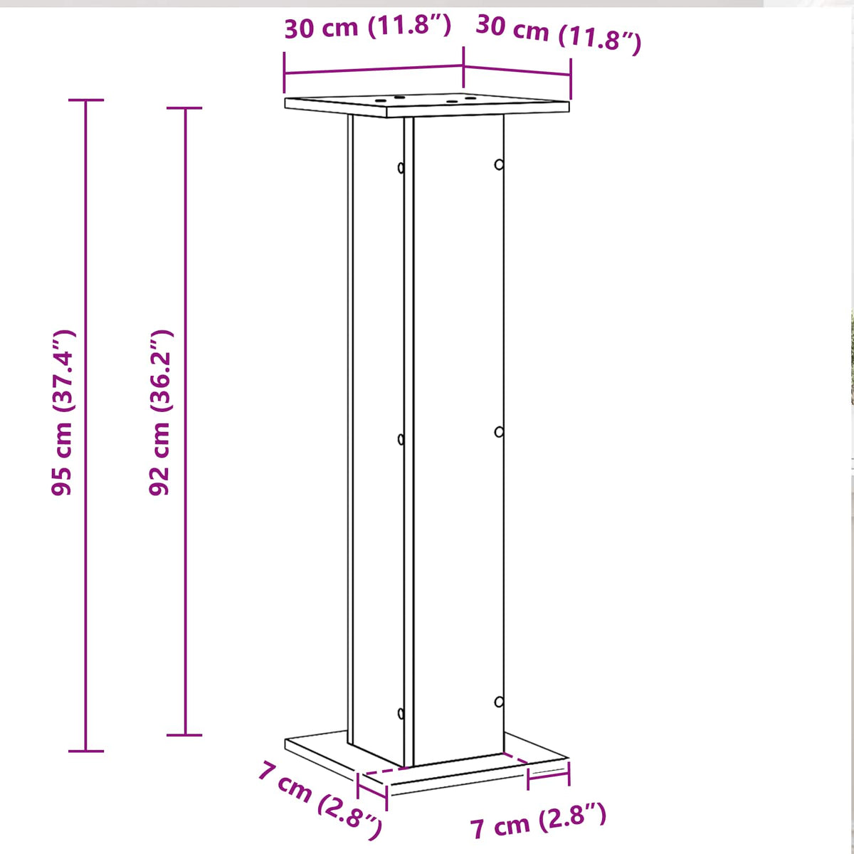 Højtaler Stativer 2 stk. Sort eg 30 x 30 x 95 cm