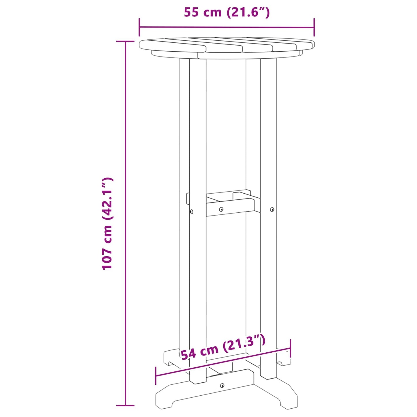 Barbord Sort 55 x 55 x 107 cm Polyethylen