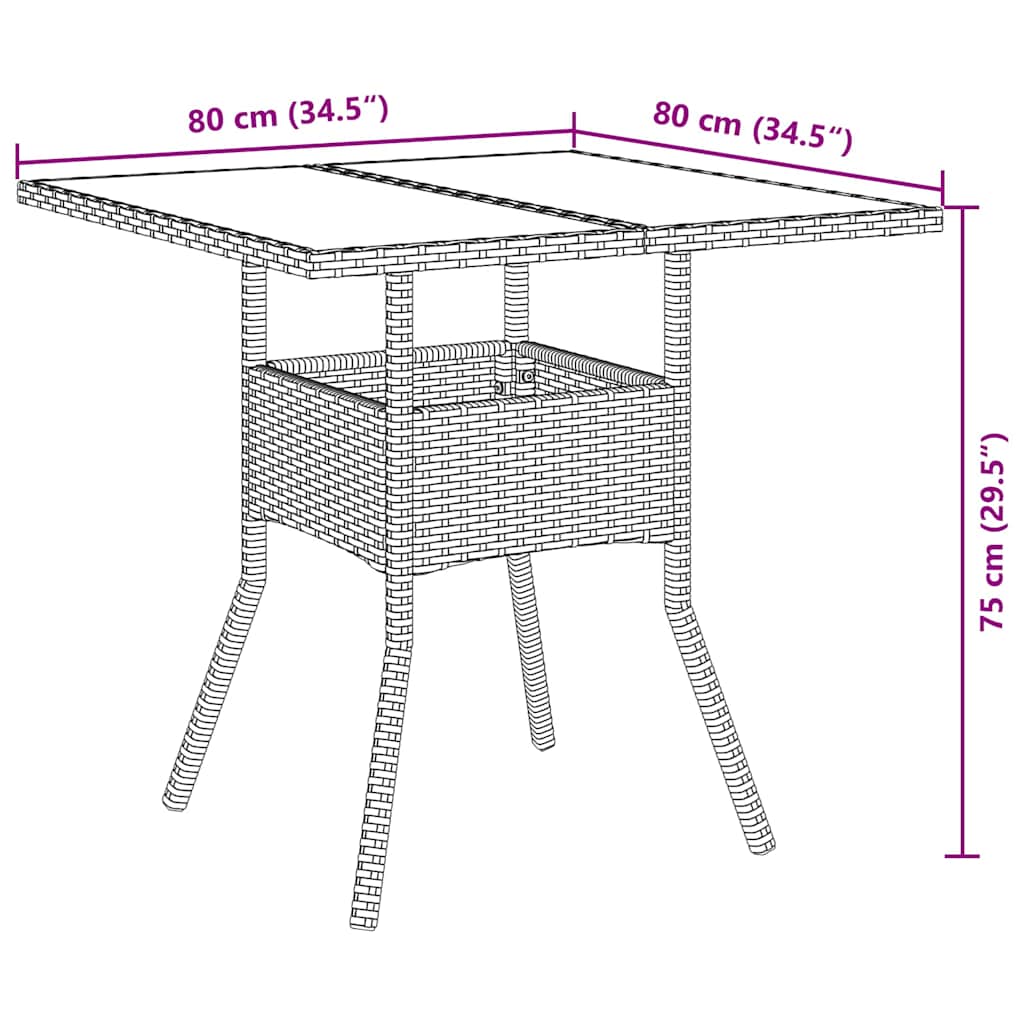 Have Spisebordssæt 3 stk. Grå polyrattan