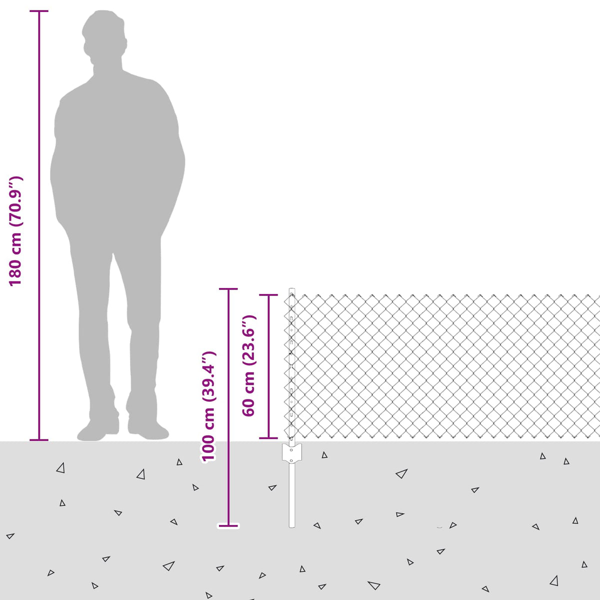 Kæde-link hegn med stolpe 10 x 0,6 m PVC-belagt stål Grøn Mesh