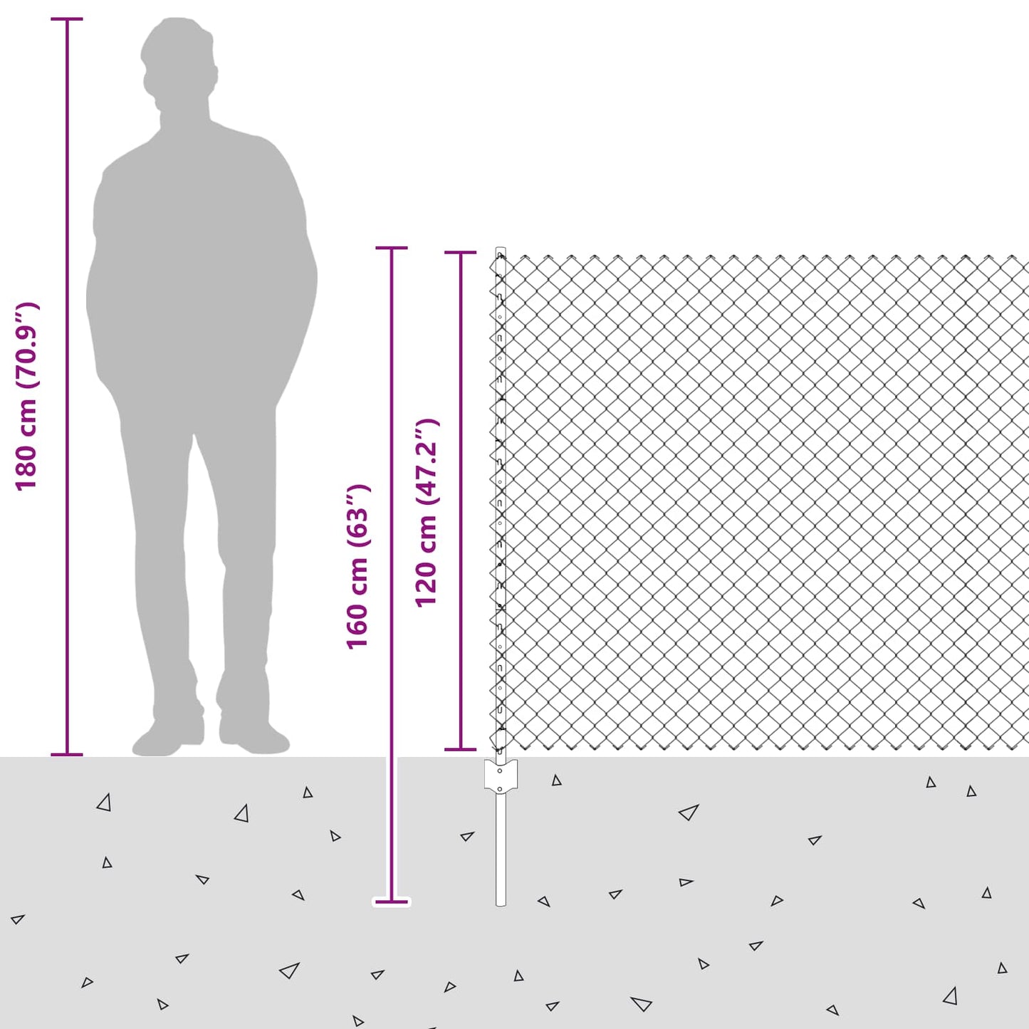 Kæde-link hegn med stolpe 10 x 1,2 m PVC-belagt stål Grøn Mesh