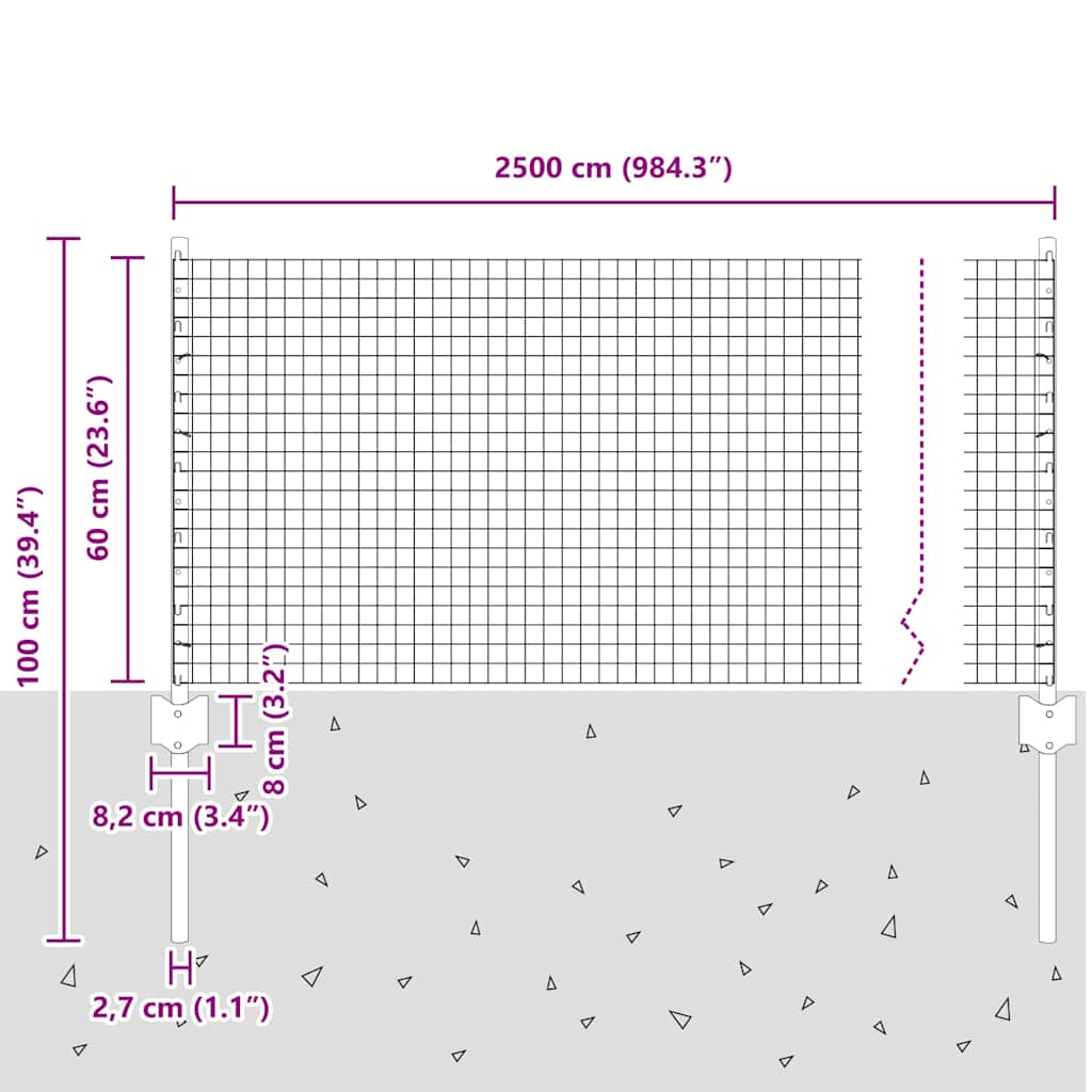 Svejsede trådhegn med stolper 25 x 0,6 m PVC-belagt stål Grøn