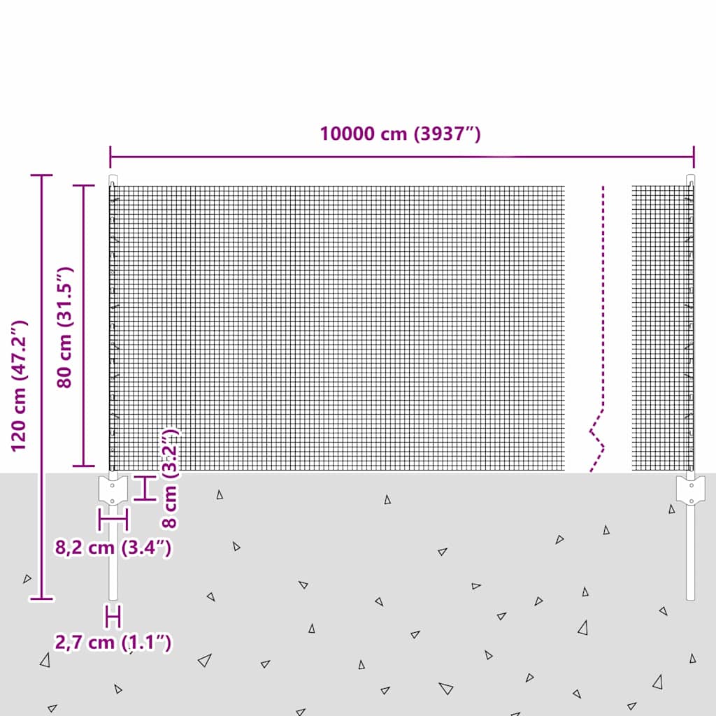 Svejsede trådhegn med stolper 100 x 0,8 m PVC-belagt stål Grøn
