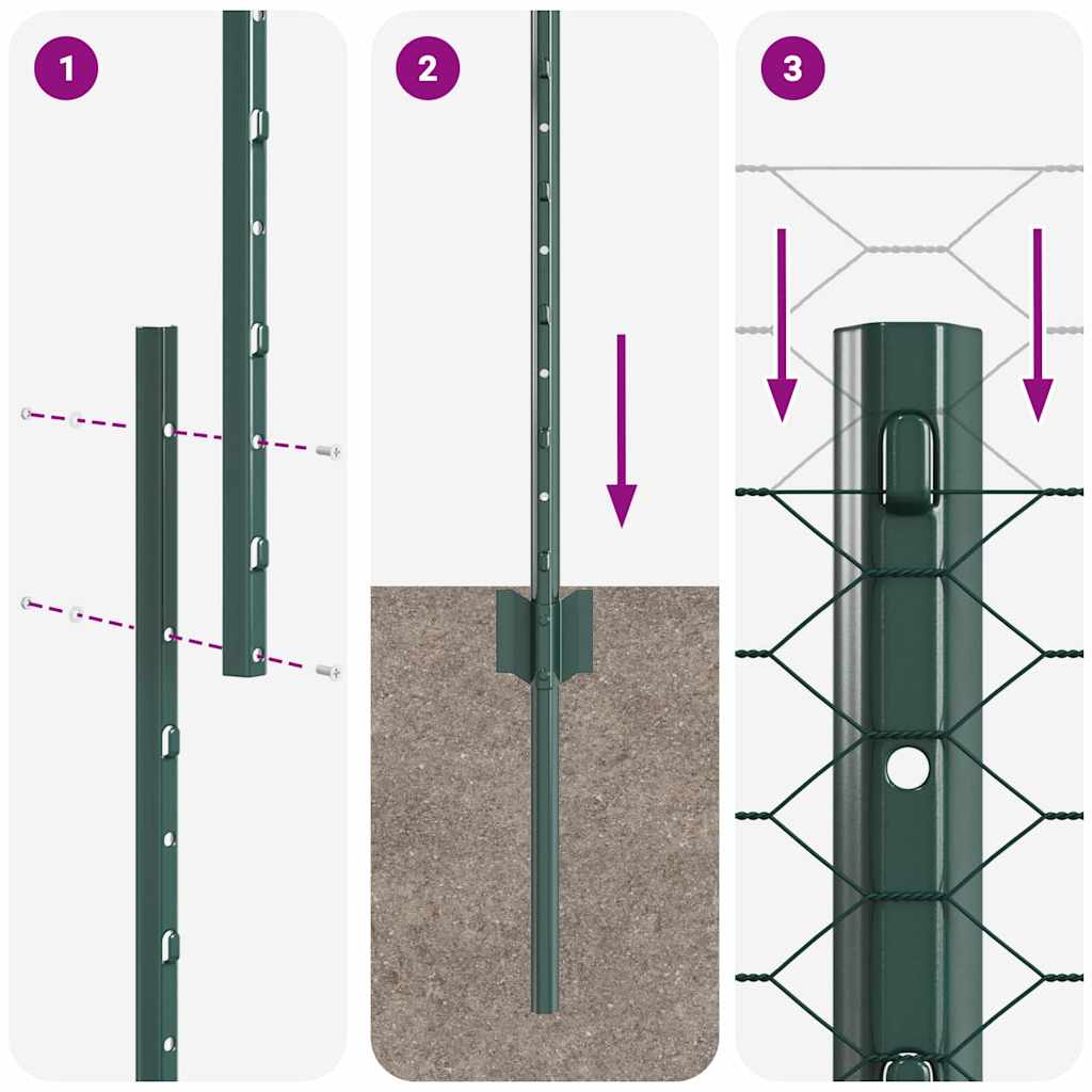 Sekskantet hegn med stolpe 10 x 1,4 m PVC-belagt stål Grøn Mesh