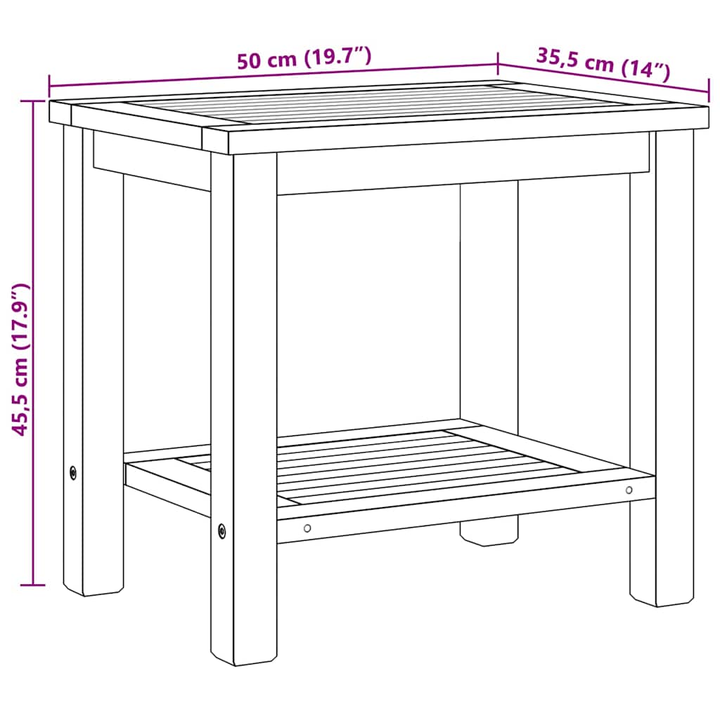 Sofabord med opbevaring Brun 50 x 35 x 45 cm Massiv Teaktræ