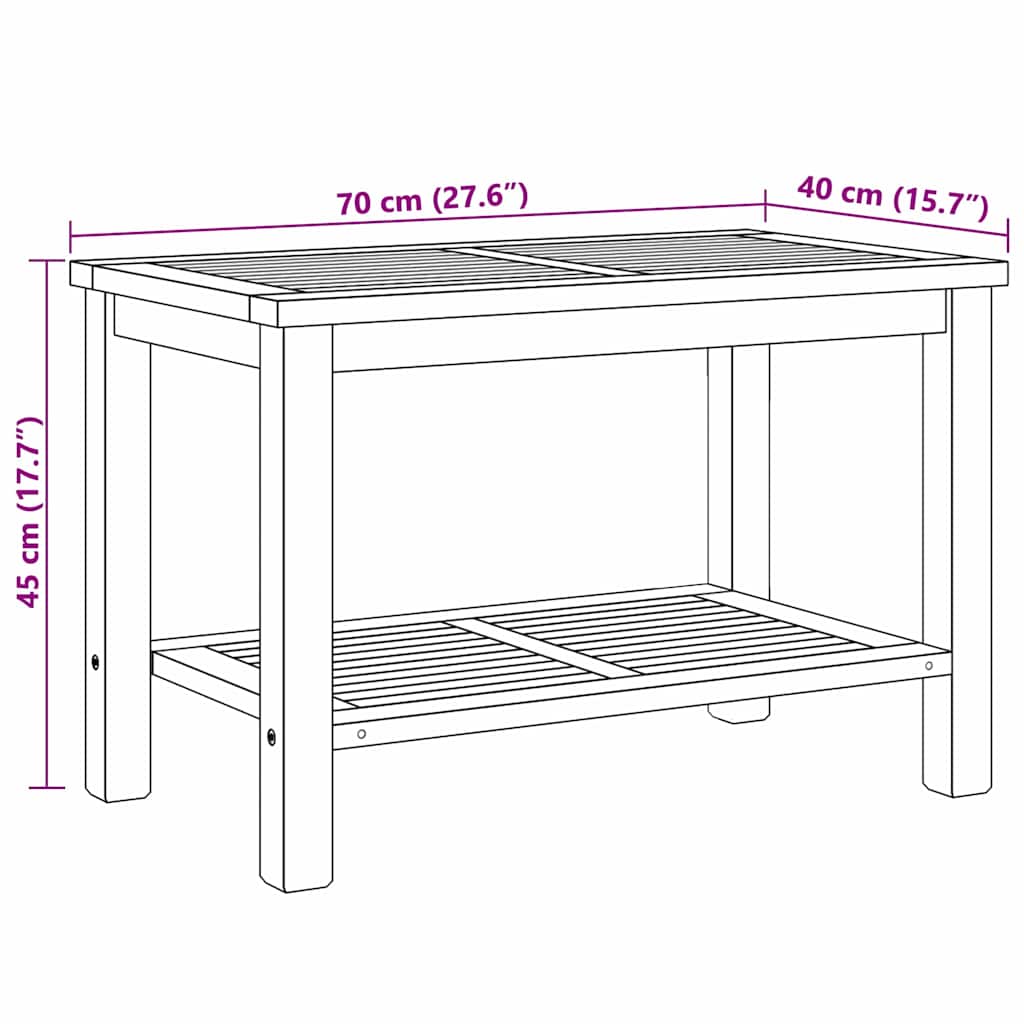 Sofabord med opbevaring Brun 70 x 40 x 45 cm Massiv Teaktræ