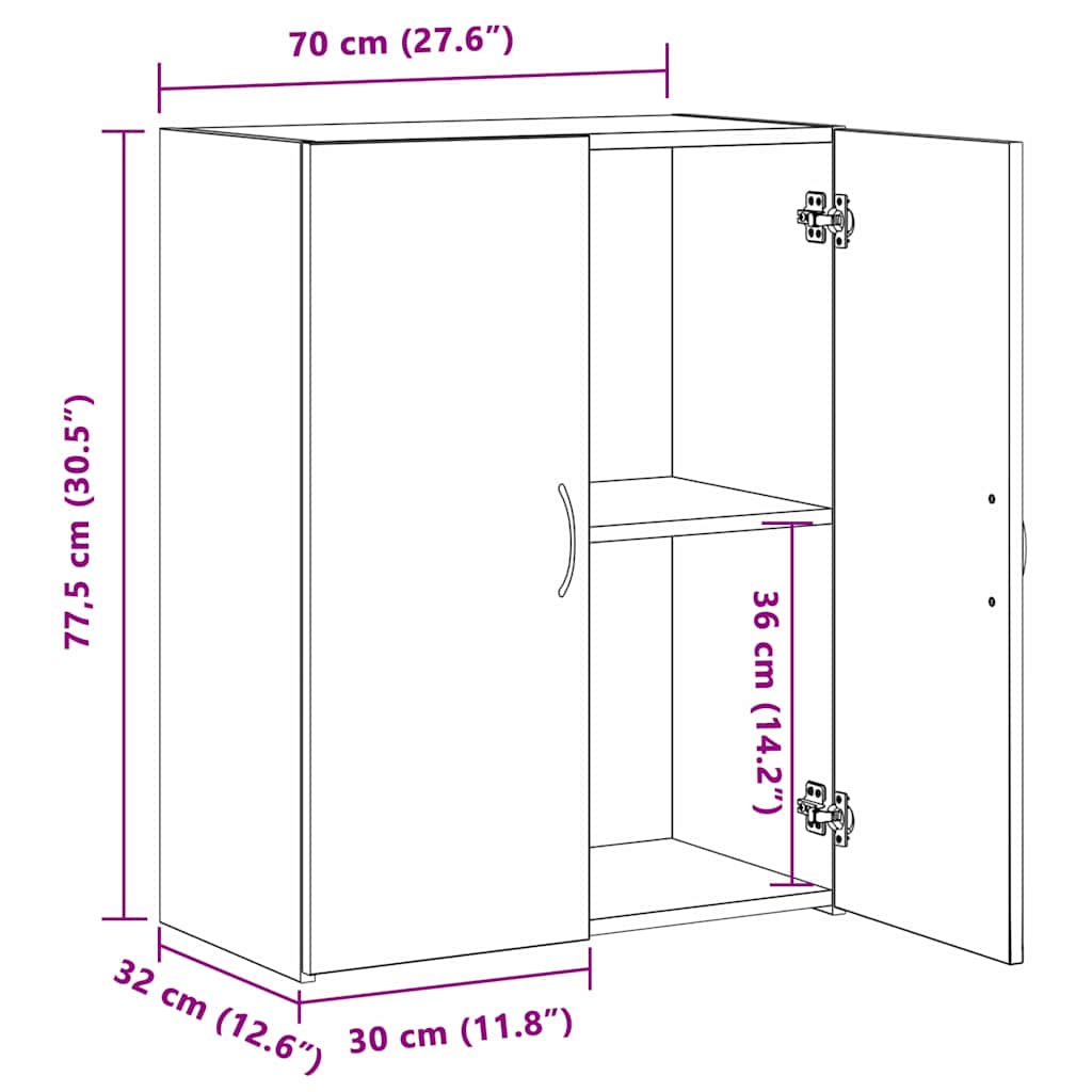 Kontorskab Sort eg 70 x 32 x 77.5 cm Konstrueret træ