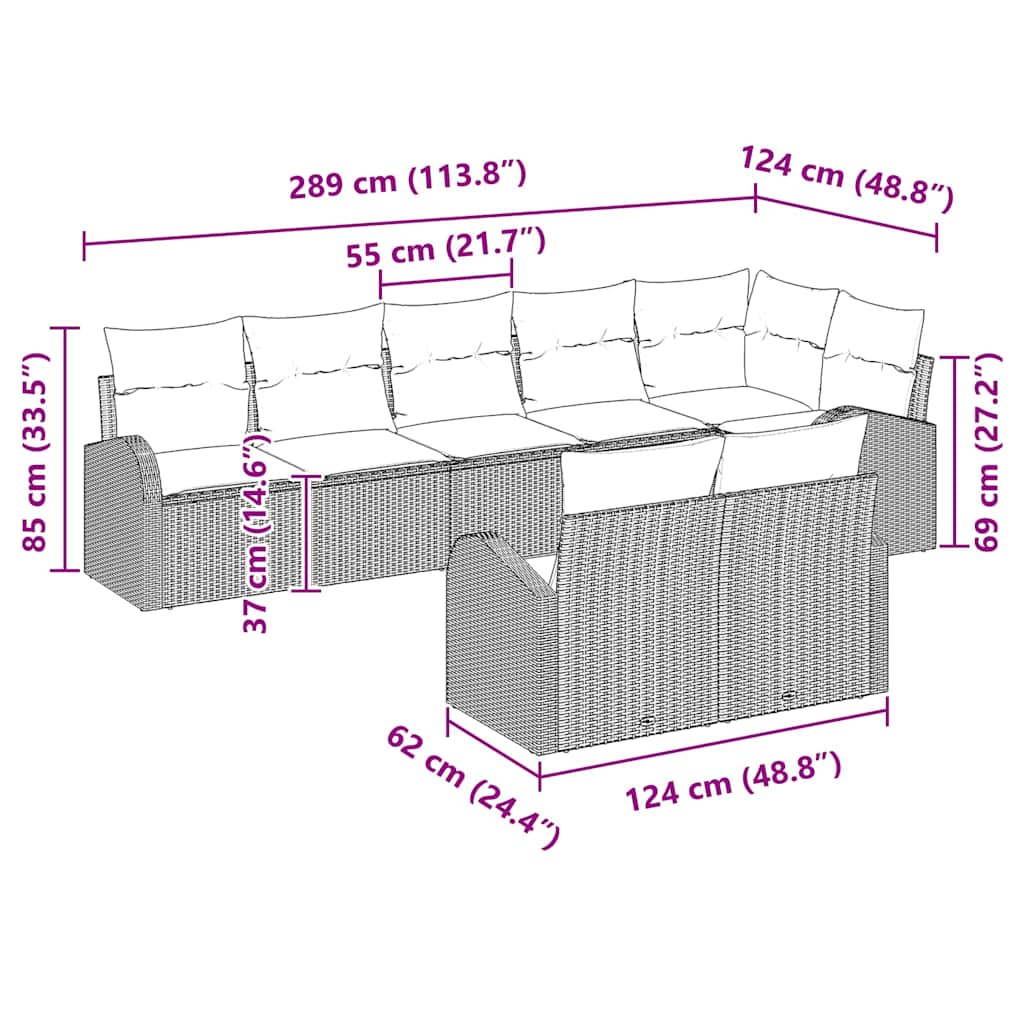 Havesofa Sæt 8 stk. 8-Antal sæder polyrattan