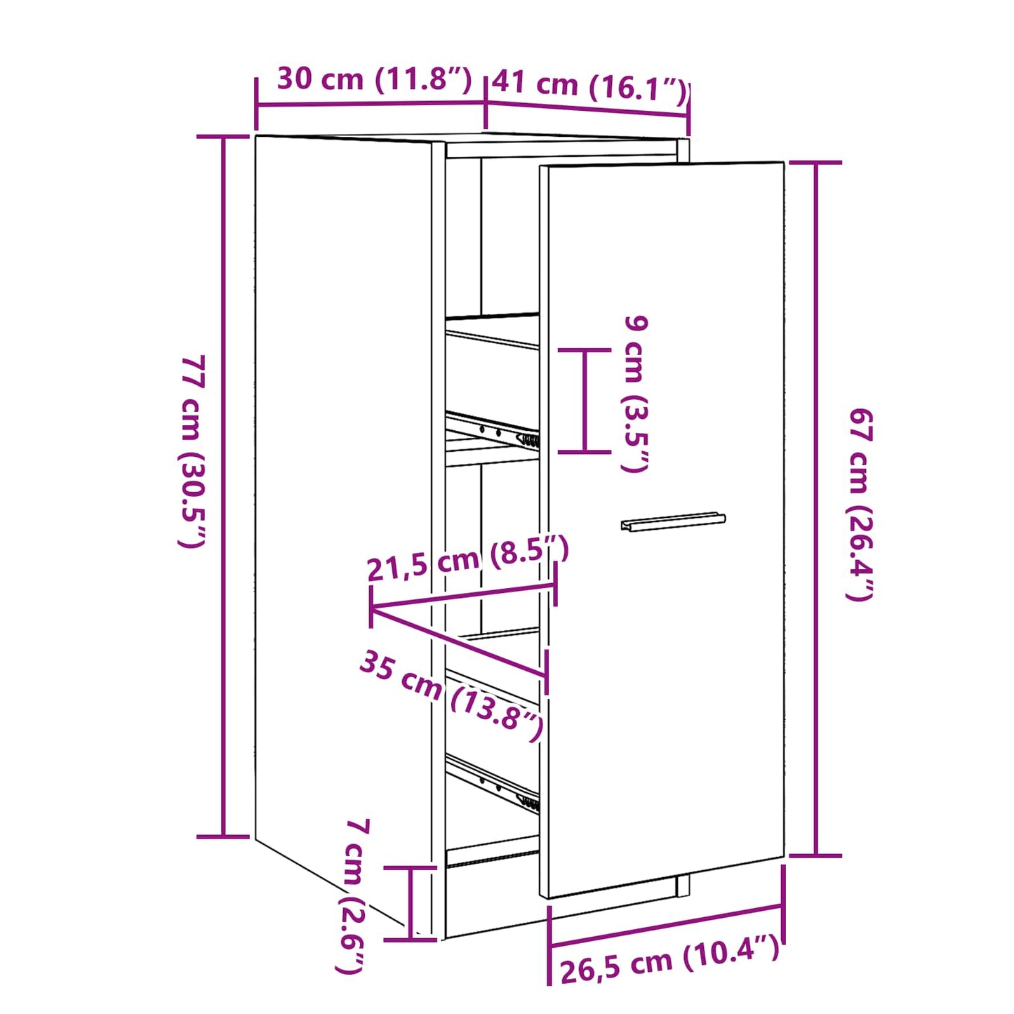 Apoteker Kabinet Sort eg 30 x 41 x 77,5 cm Konstrueret træ