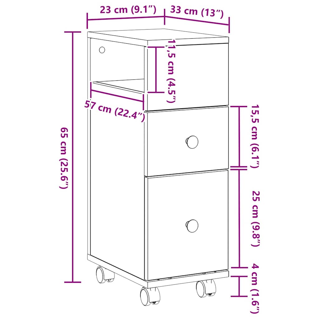 Badeværelsesmøbel sæt 33 x 23 x 65 cm Konstrueret træ Sort eg