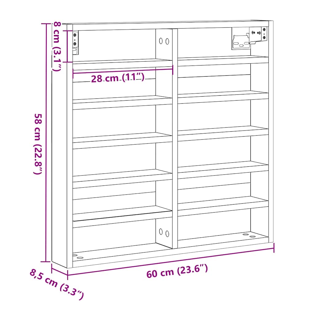 Display Skab Vægmonteret Artisan Egetræ 60 x 8,5 x 58 cm