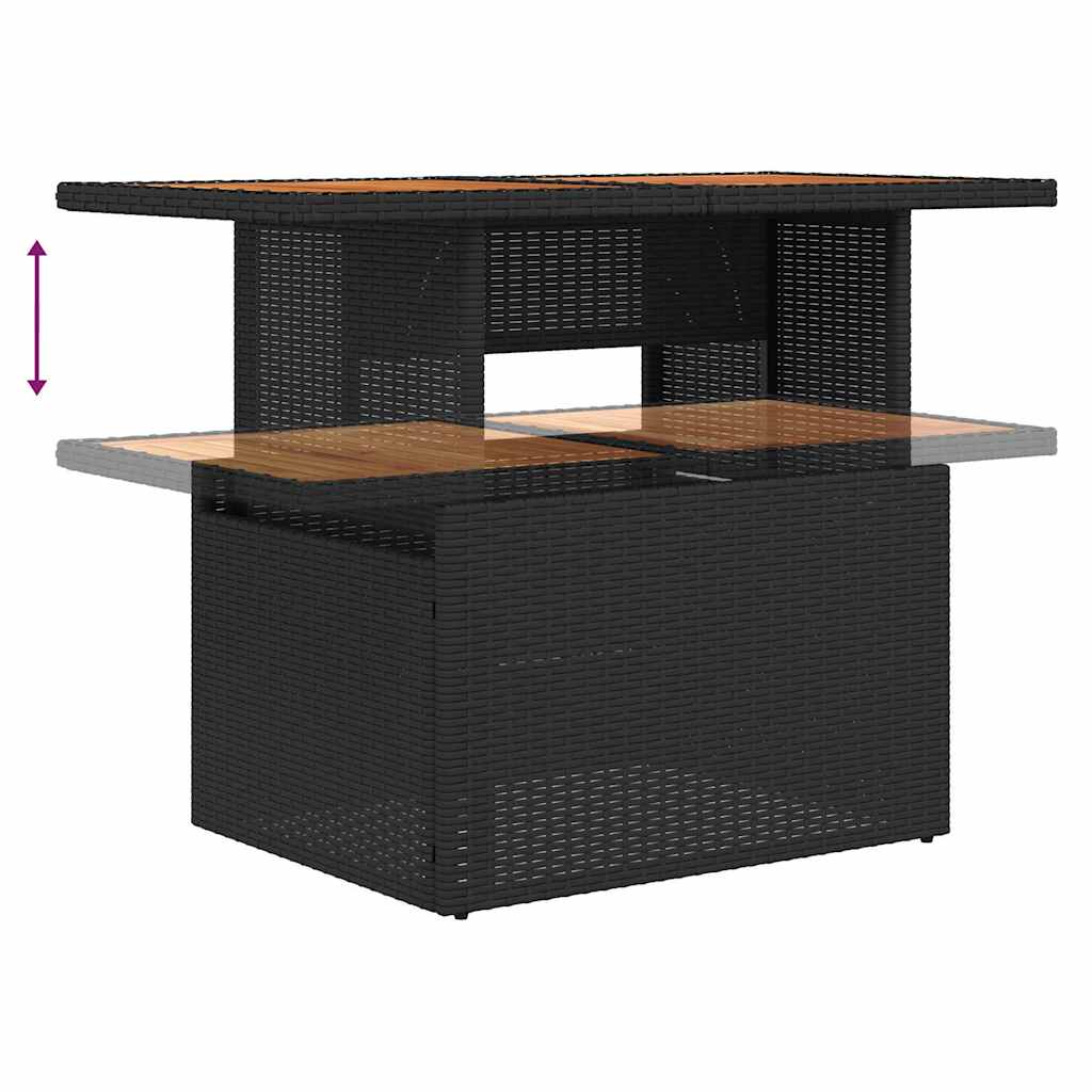 Havesofa Sæt 7 stk. Sort polyrattan