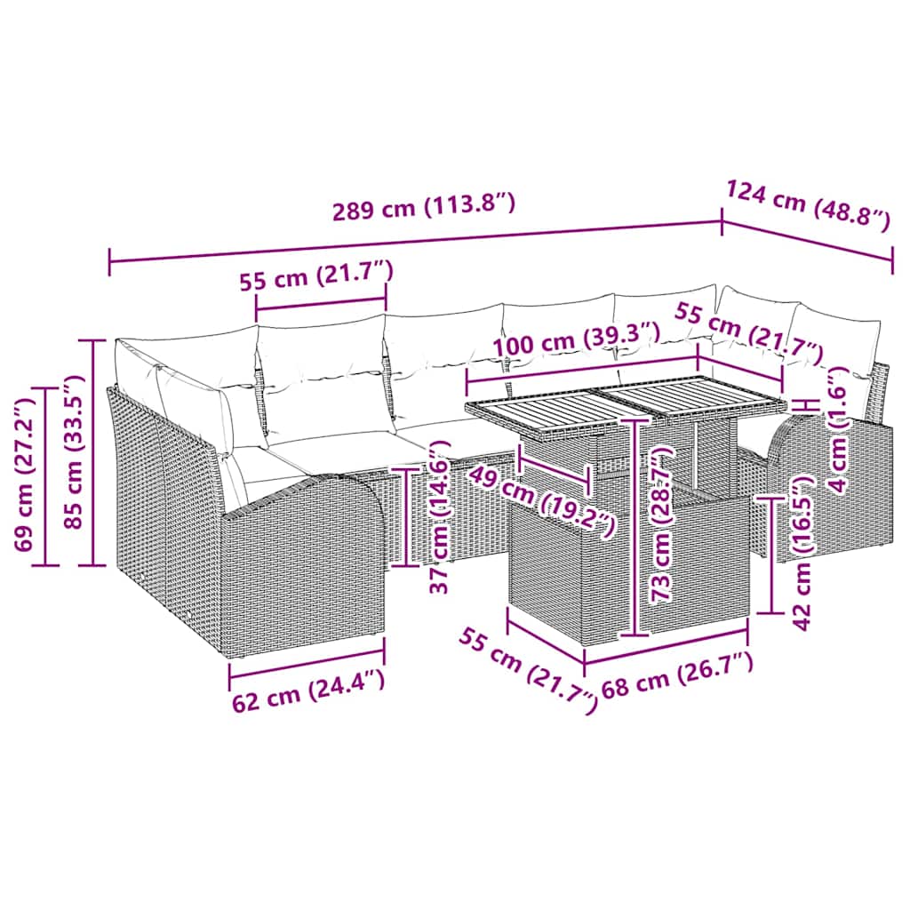 Havesofa Sæt 8 stk. Sort