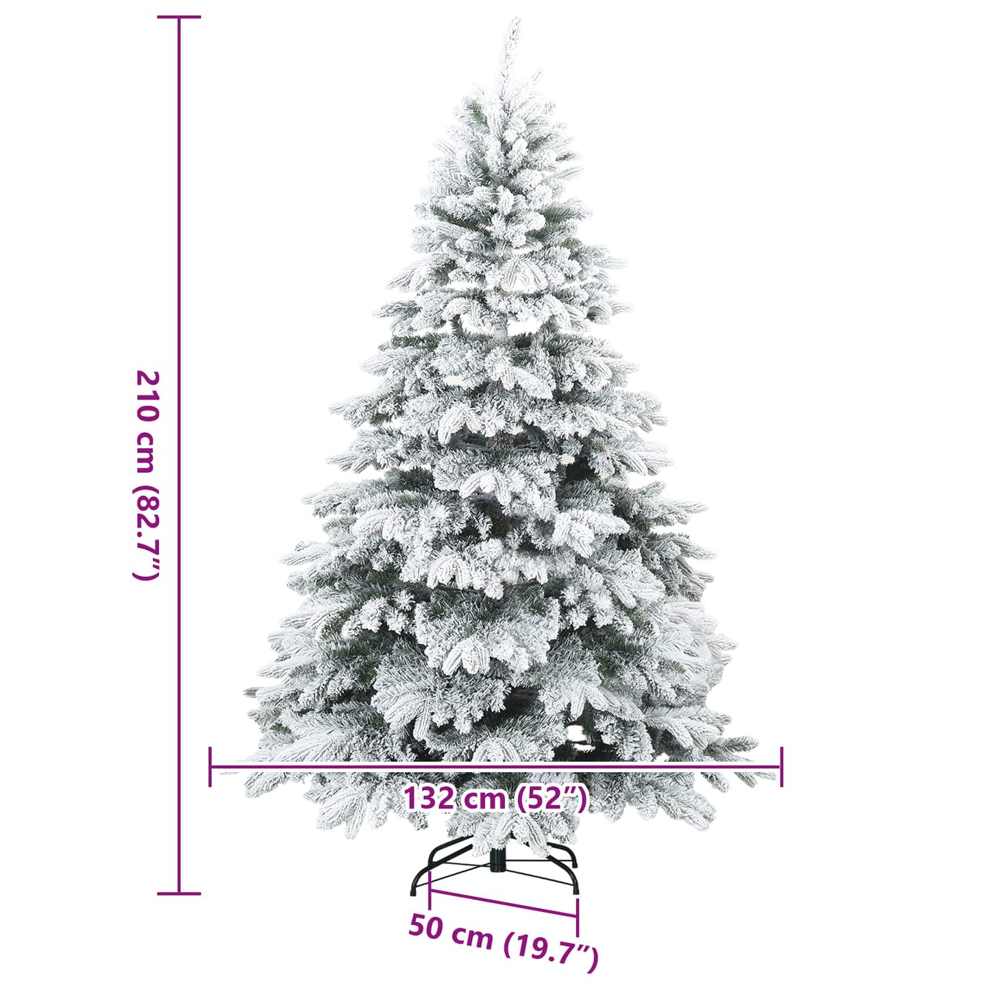 Kunstigt bøjelig juletræ snefløjtet Hvid 210 cm PVC, PE og stål