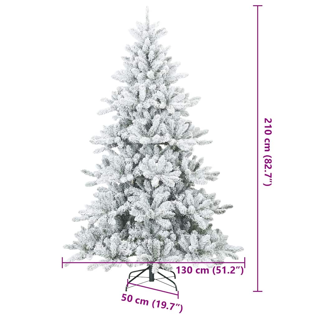 Kunstigt bøjelig juletræ snefløjtet Hvid 210 cm PVC, stål