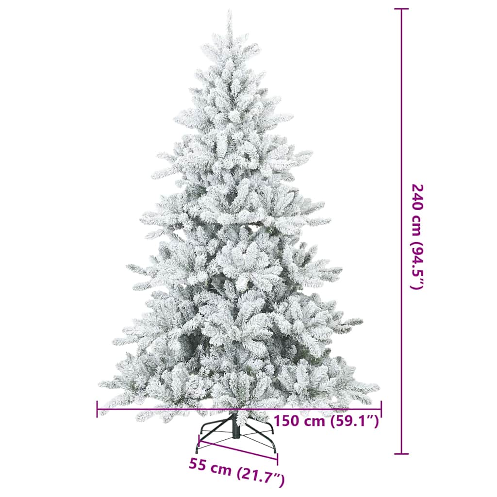 Kunstigt bøjelig juletræ snefløjtet Hvid 240 cm PVC, stål