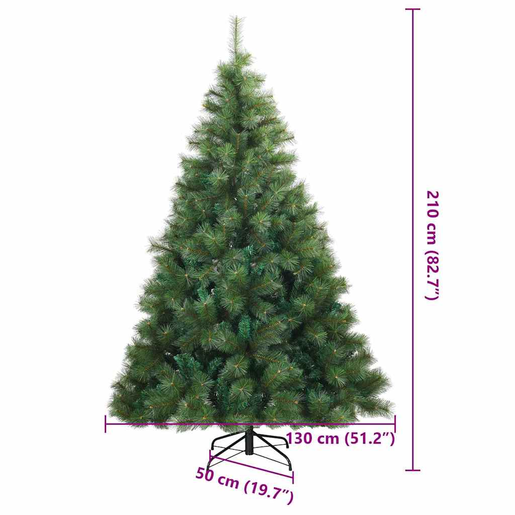 Kunstigt Hinged Juletræ Grøn 210 cm PVC, stål