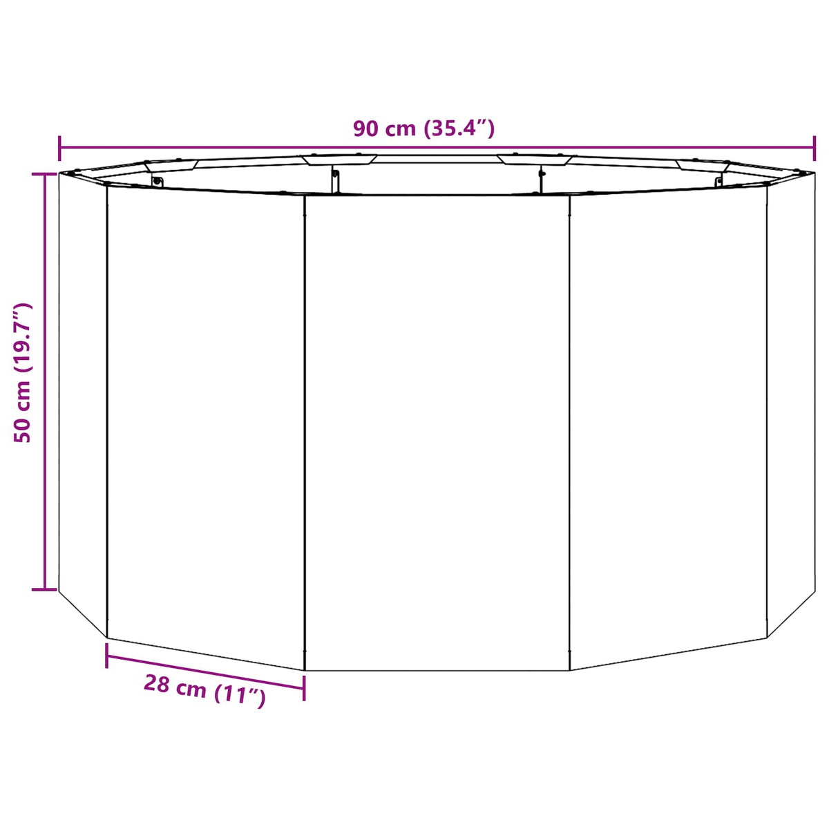 Plantekasse Rusten 90 x 90 x 50 cm Cortenstål