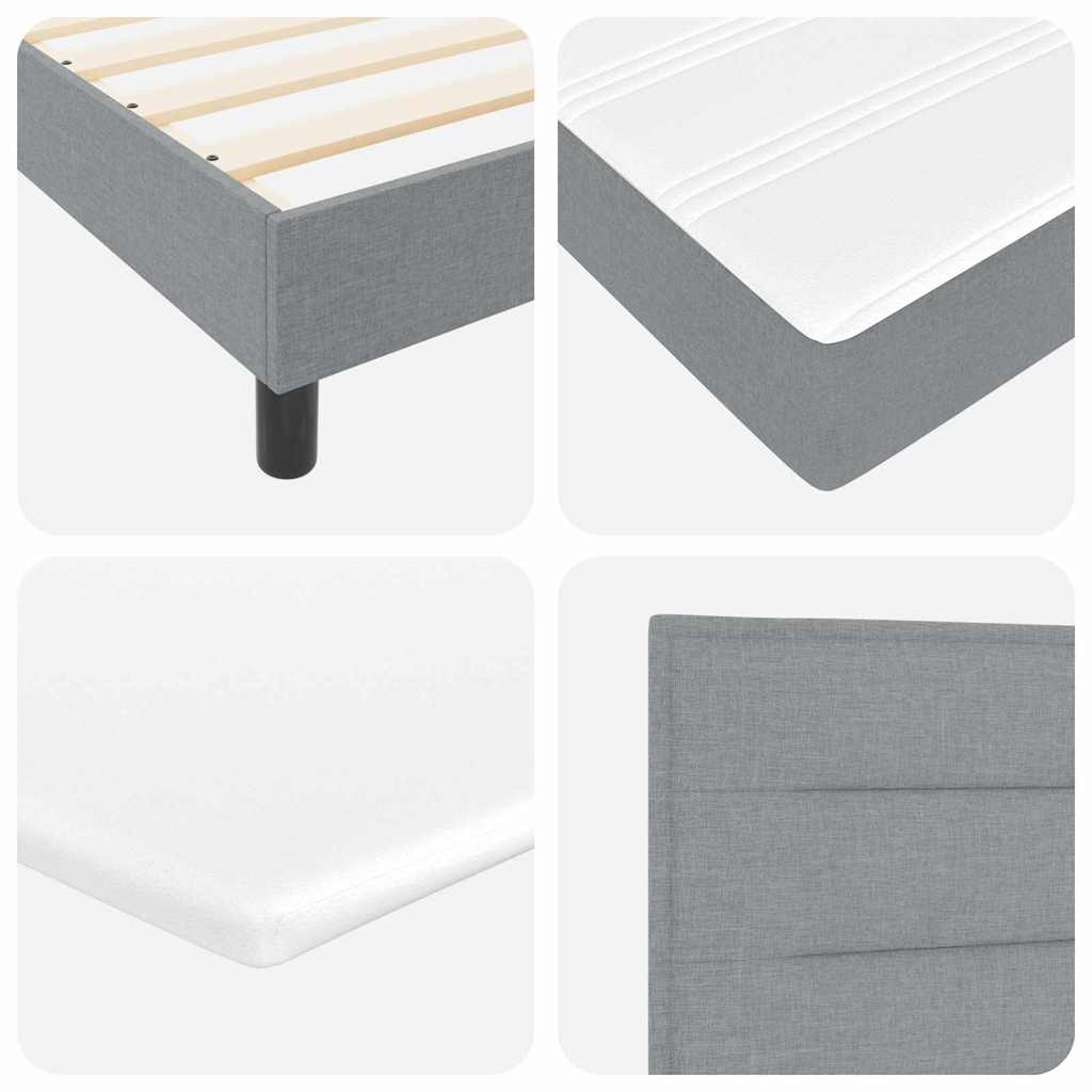 Box spring seng med LED-lysstrimler Lysegrå 80 x 200 cm Stof