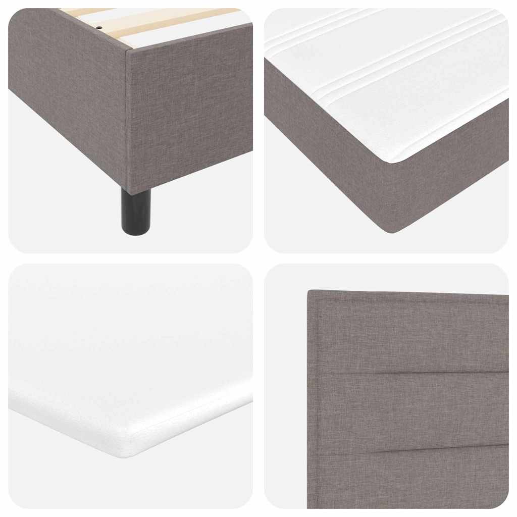 Box spring seng med LED-lysstrimler Gråbrun 140 x 200 cm Stof