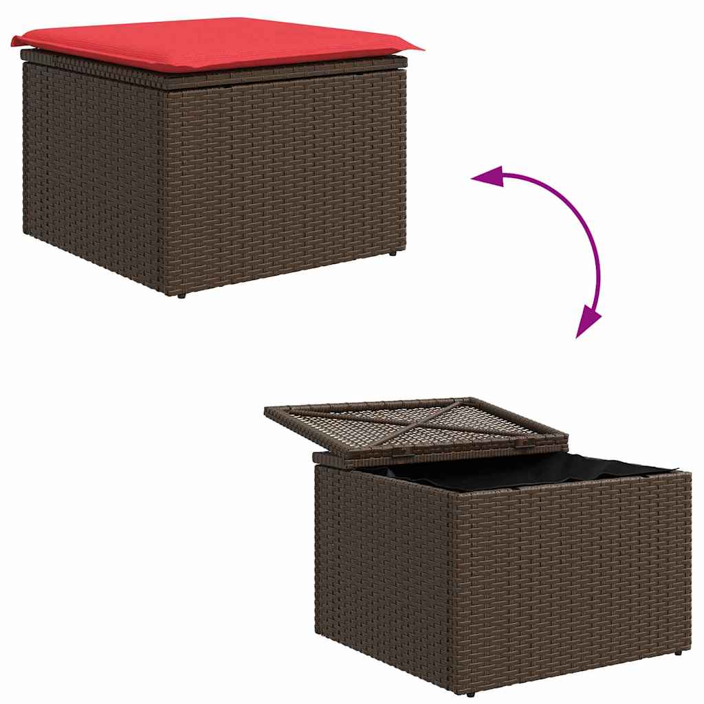 Sofa Sæt 4 stk. Brun og Rød polyrattan