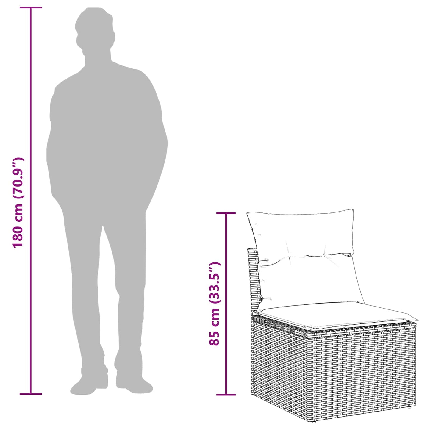 Havesofa Sæt 6 stk. Sort polyrattan