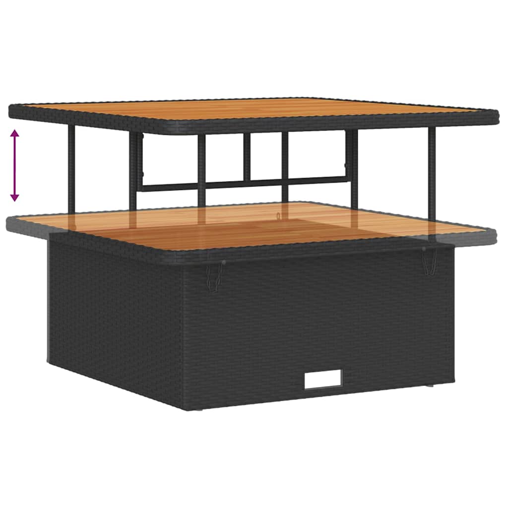Havesofa Sæt med pude med opbevaring 13 pcs Sort Poly rattan
