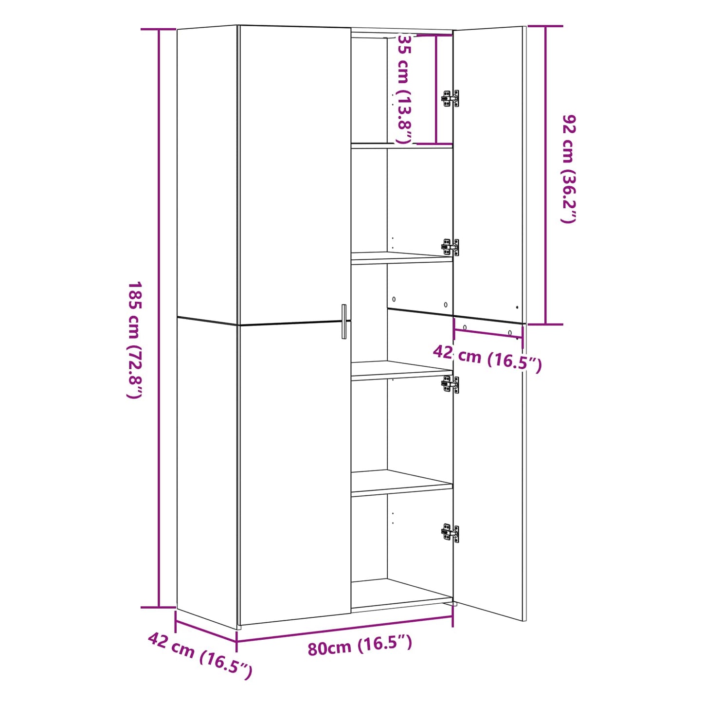 Highboard Sort eg 80 x 42 x 185 cm