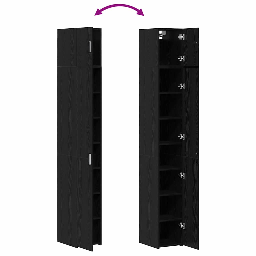 Opbevaringsskab med hylder Sort eg 30 x 42,5 x 225 cm