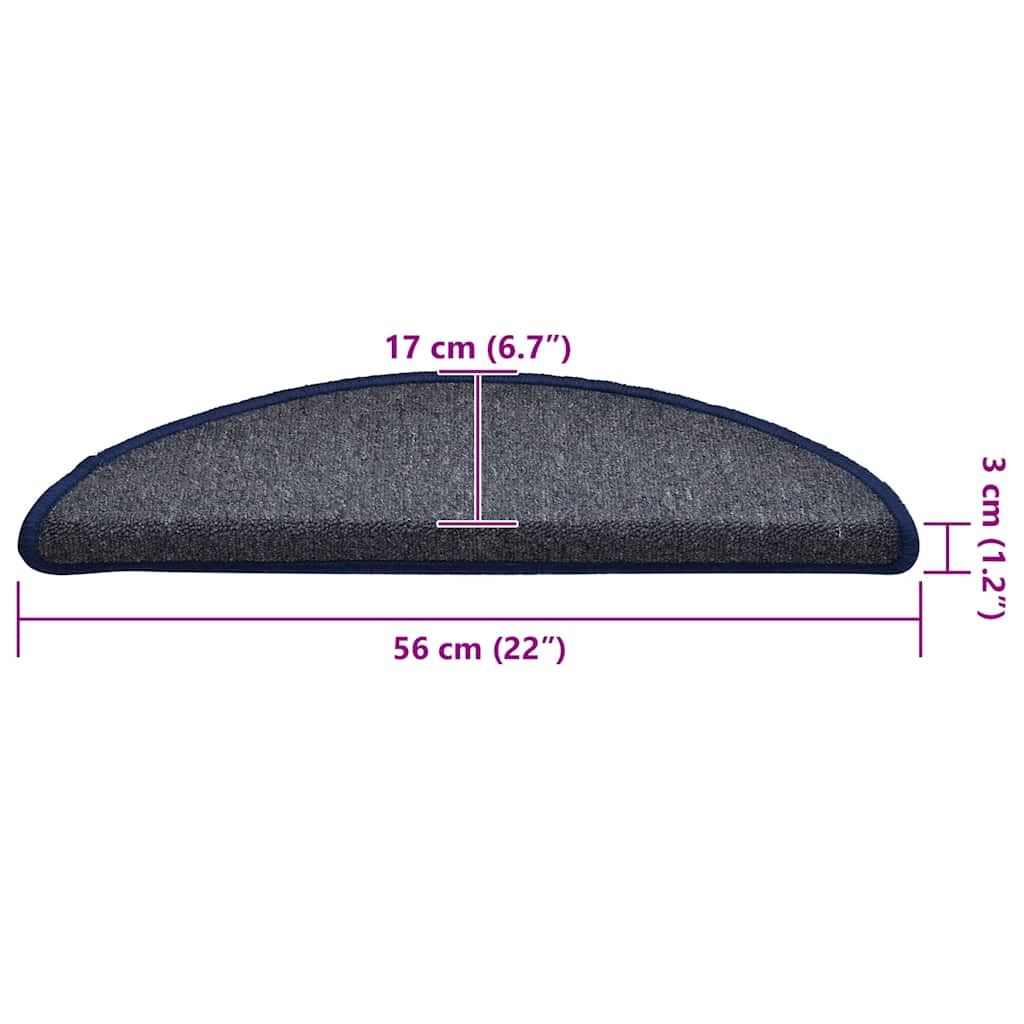 trappemåtter 30 stk. 56x17x3 cm mørkegrå og blå halvrunde