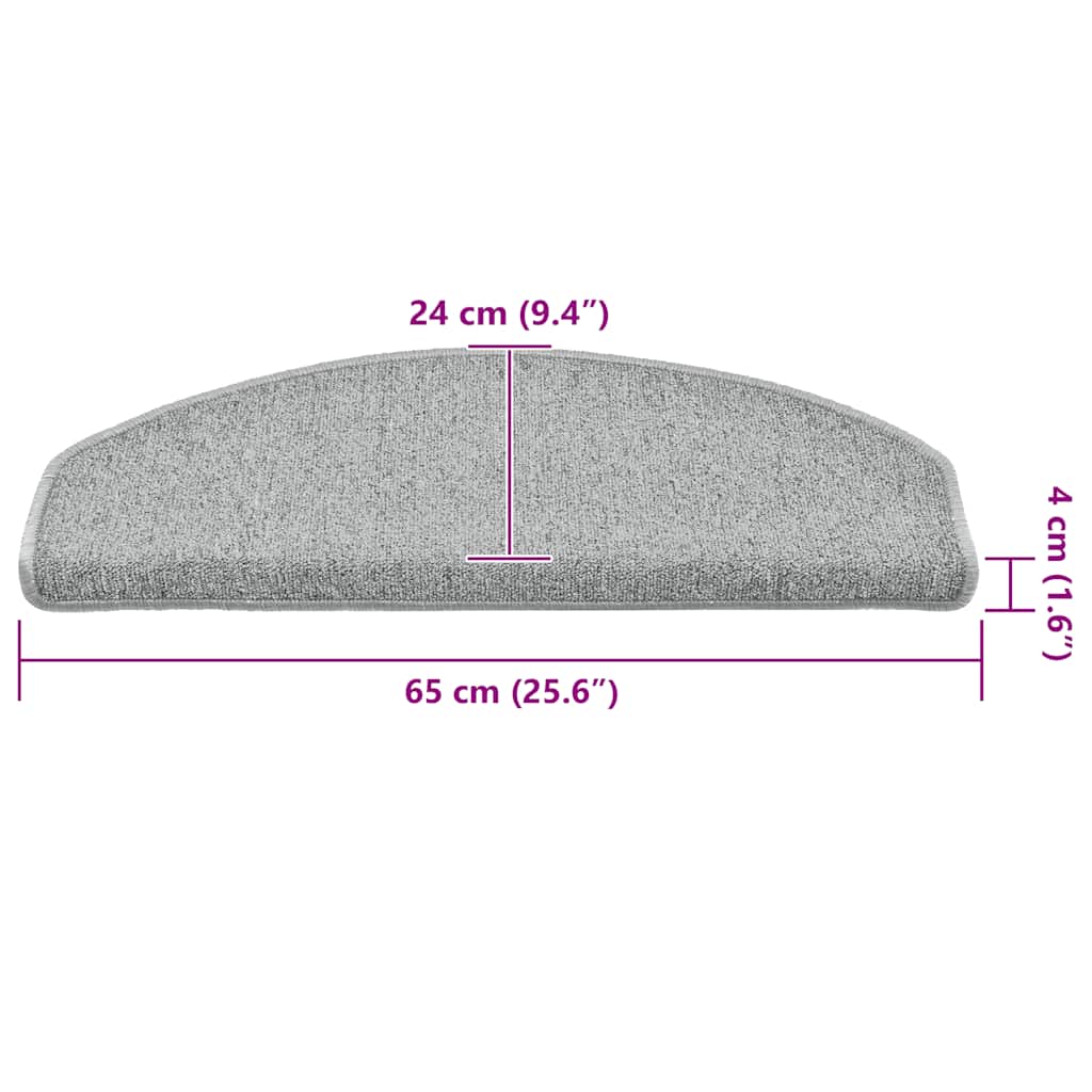 trappemåtter 30 stk. 65 x 24 x 4 cm lysegrå halvrunde store