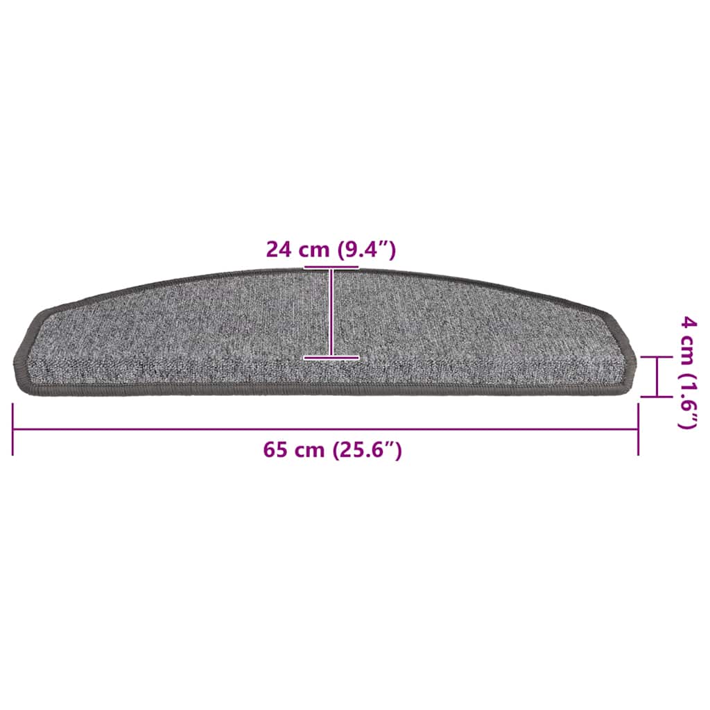 trappemåtter 20 stk. 65x24x4 cm mørkegrå halvrunde store
