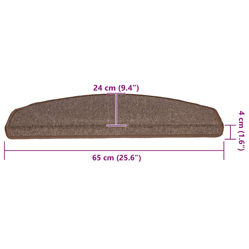 trappemåtter 20 stk. 65 x 24 x 4 cm kaffebrune halvrund store