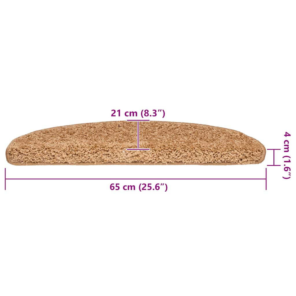 trappemåtter 30 stk. 65x21x4 cm beige halvrunde store
