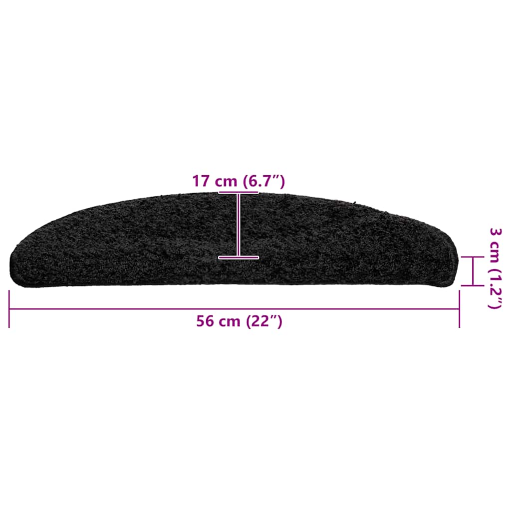 trappemåtter 20 stk. 56x17x3 cm sorte halvrunde