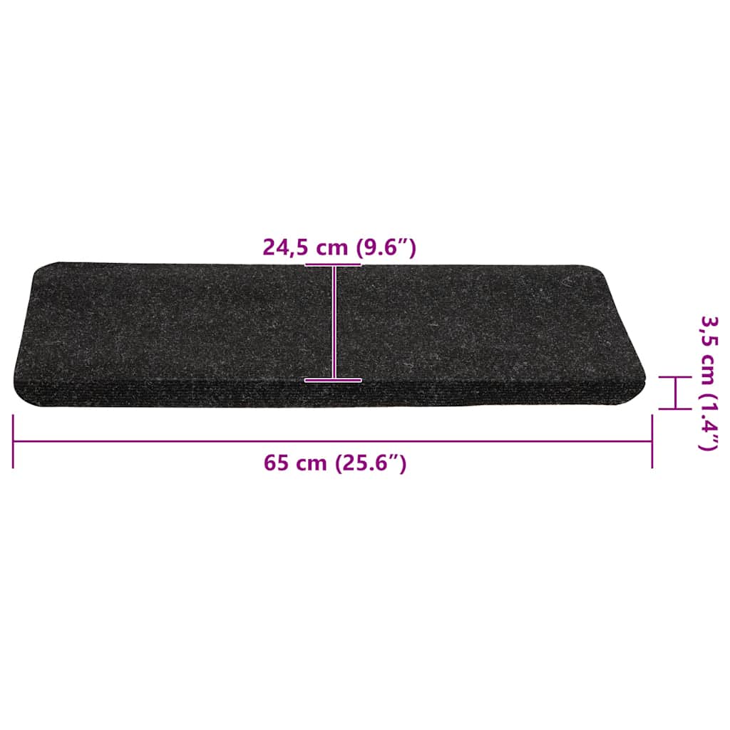 selvklæbende trappemåtter 30 stk. 65x24,5x3,5 cm antracitgrå