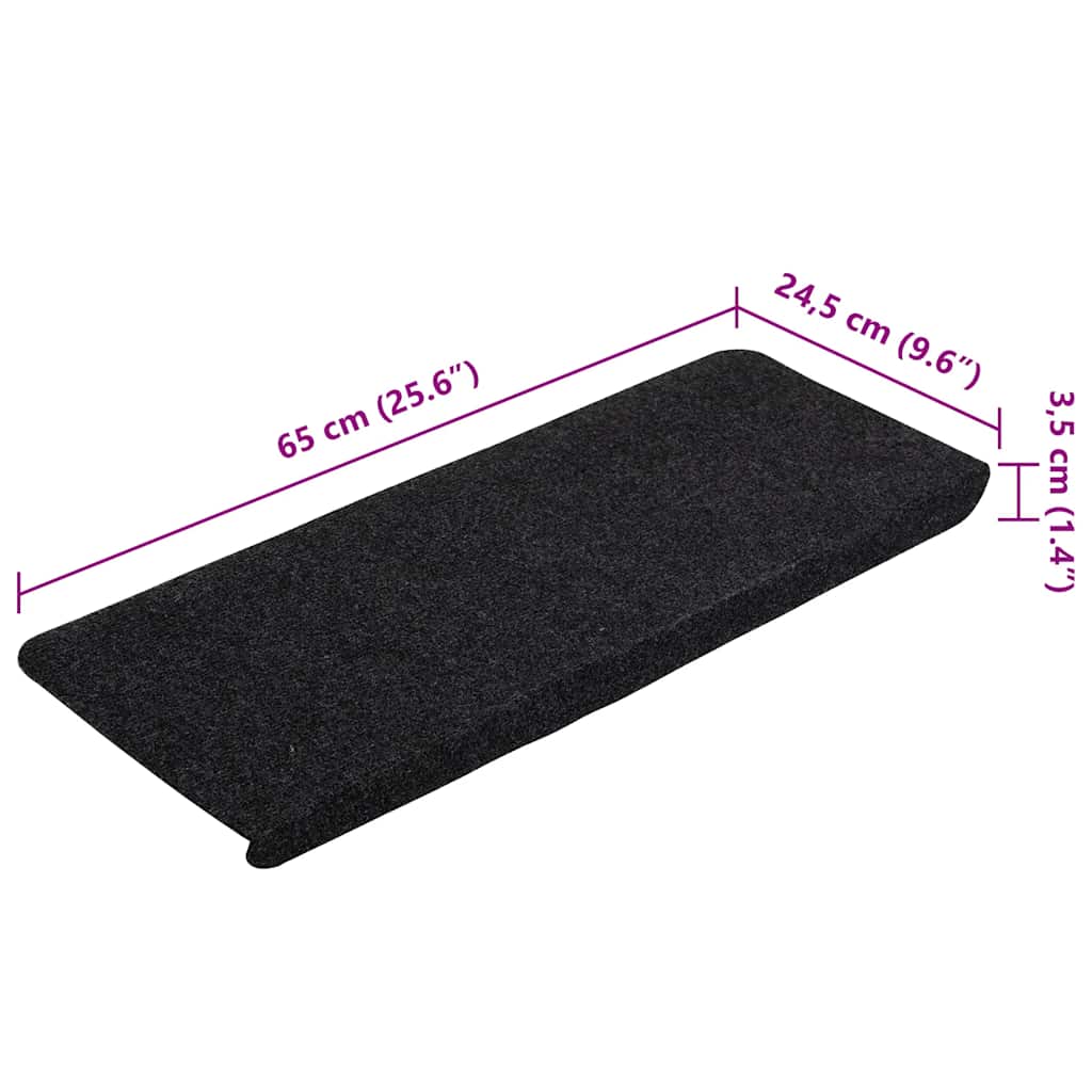 selvklæbende trappemåtter 30 stk. 65x24,5x3,5 cm sort