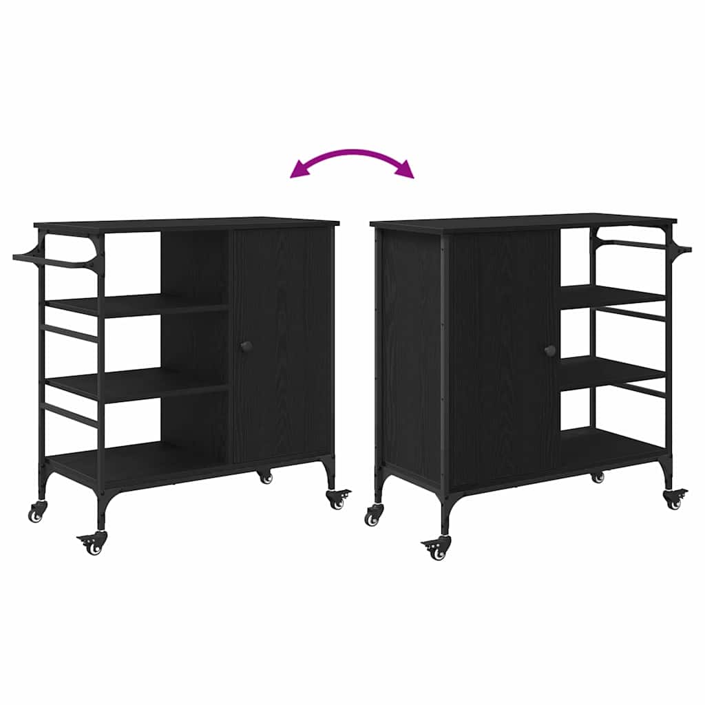 Køkkenvogn Sort eg 87.5 x 39 x 84.5 cm Konstrueret træ