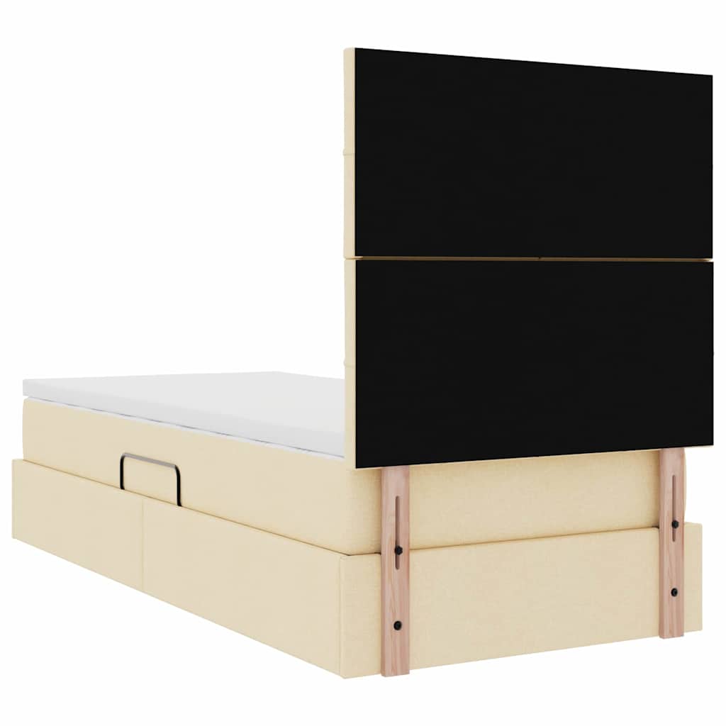 Seng med opbevaring og madras Creme 90 x 190 cm Stof