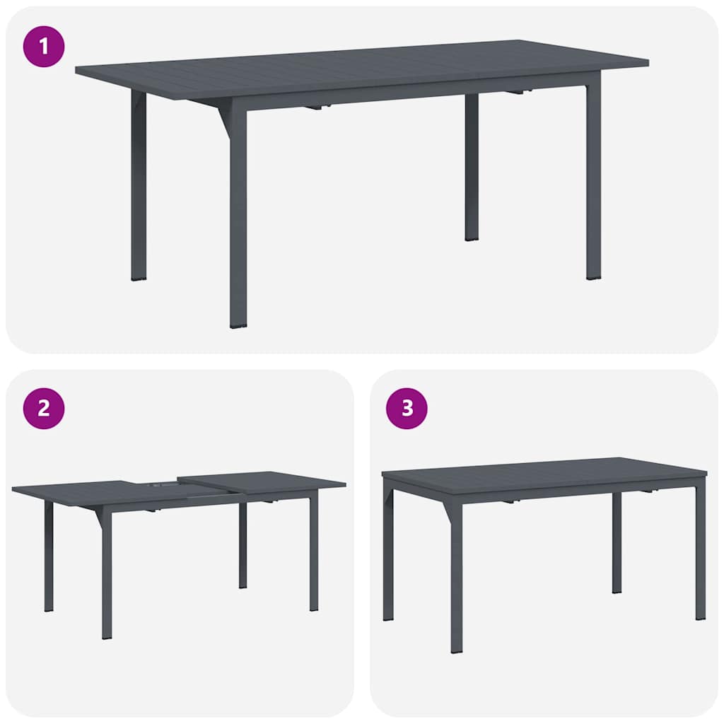 Terrassebord Antracit 180 x 80 x 74 cm Pulverlakeret stål