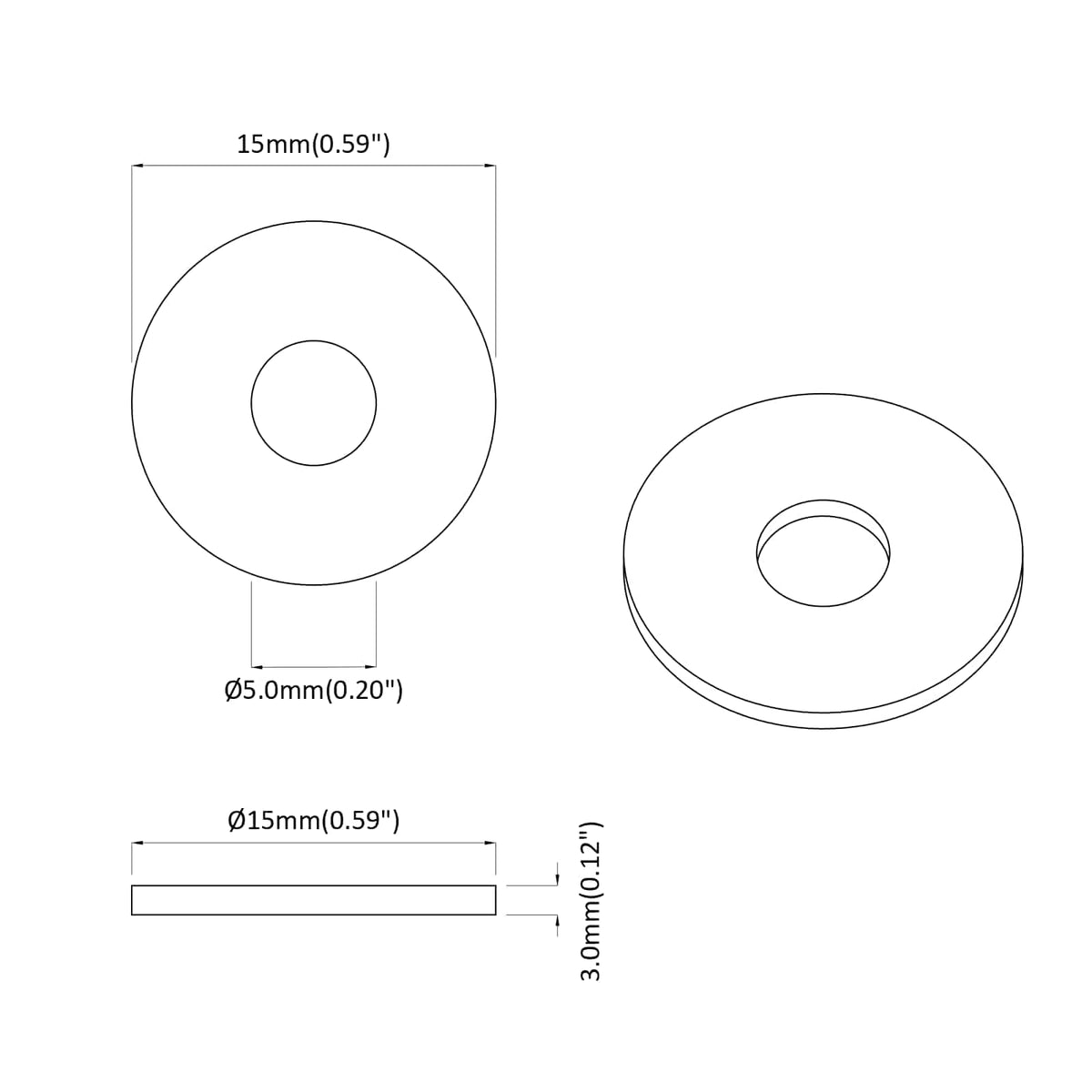 velegnet til flade skiver 36000 stk. Sort ∅15 x 3 mm