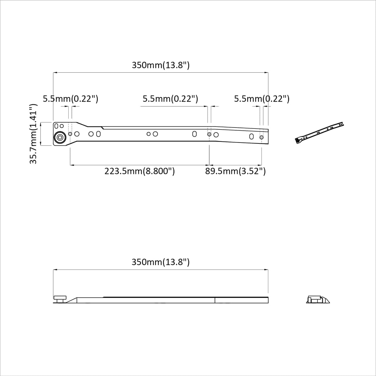 Skuffeskinne 12 stk. Hvid 350 mm Stål