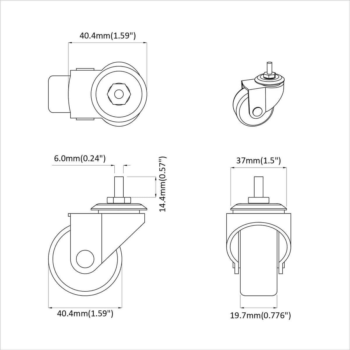 Svinghjul 12 stk. Sort 40,4 x 40,4 x 19,7 mm Jern og nylon